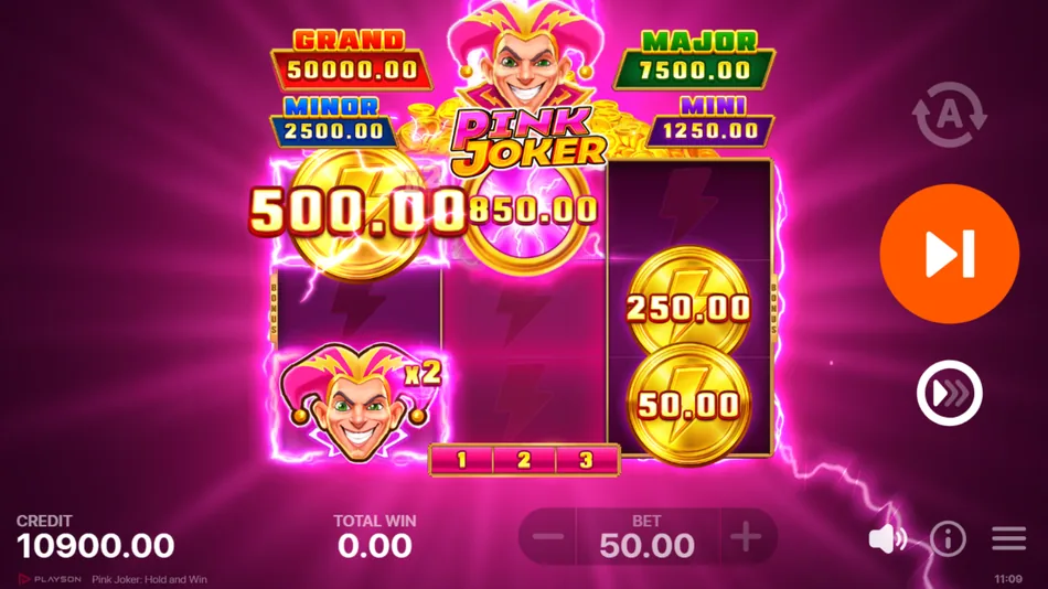 Joker wild applying a x2 multiplier to an adjacent Bonus symbol